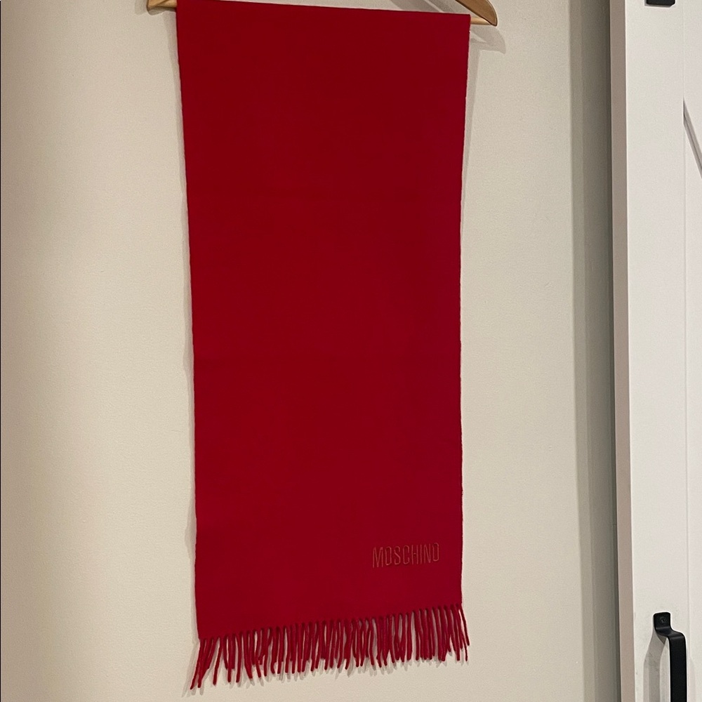 Moschino Vibrant Red Fringe Scarf